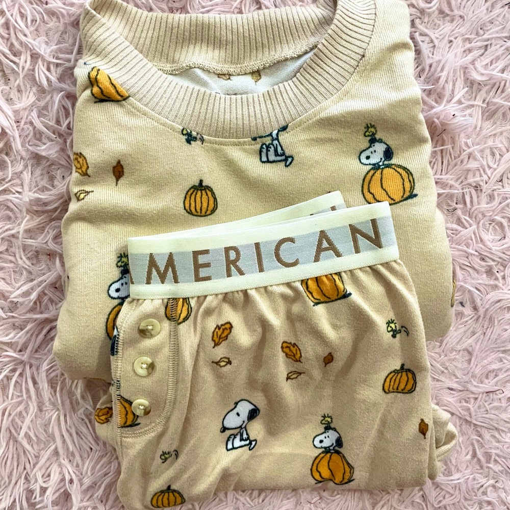 AE American Eagle Snoopy Peanuts Fall Plush PJ Set from 2024 Print